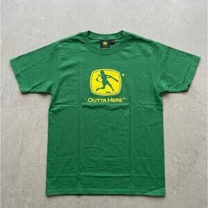 NWT John Deere "Outta Here" Baseball T-Shirt Green Size XL Graphic Tee